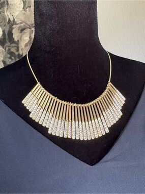INC International Concepts Gold-tone Crystal Fringe Statement Necklace